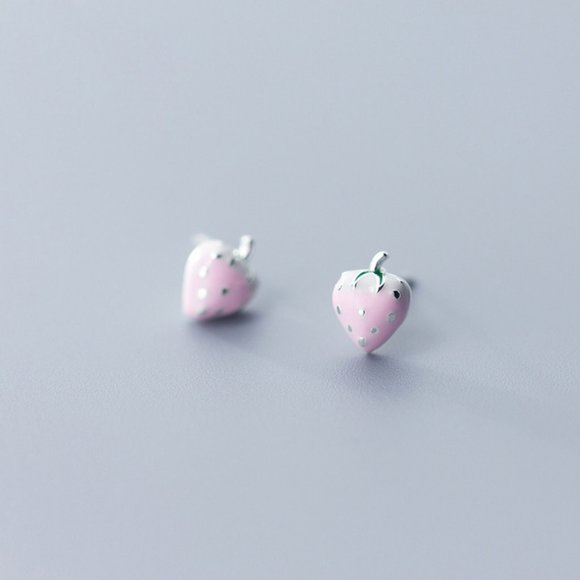 Pink Strawberry Earrings - Picture 4 of 8